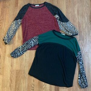 Women's Long Sleeve Animal Print Tops